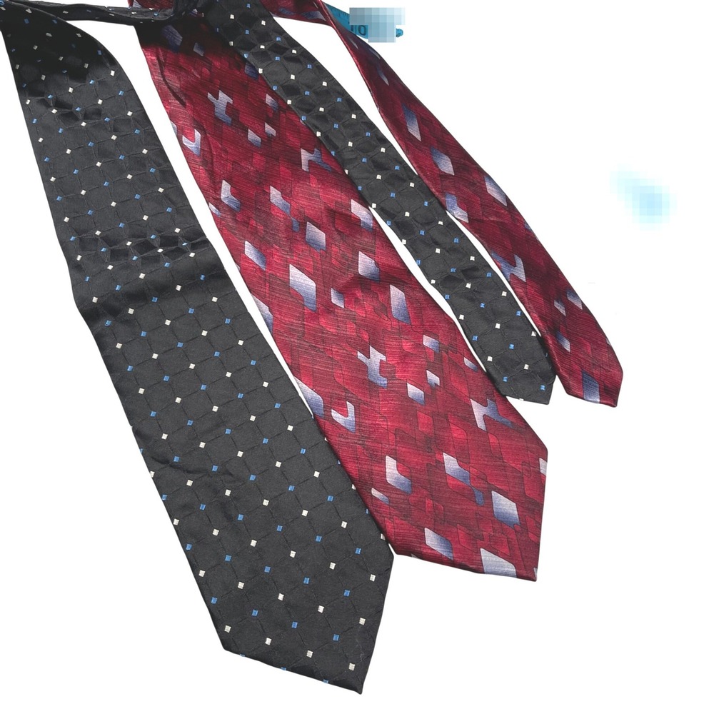 2pk Meeting Street Handmade 100% Silk Tie‎ Geometric Burgundy Abstract